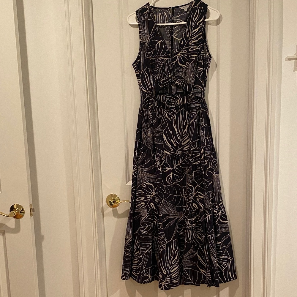 Poetry Black and Cream Leaf Maxi Dress